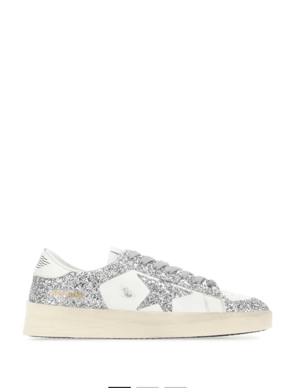 Golden Goose Star Patch Low-Top Sneakers in Silver Glitter